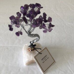 Genuine Purple Amethyst Small Tree SILVER FINISH QUARTZ BASE